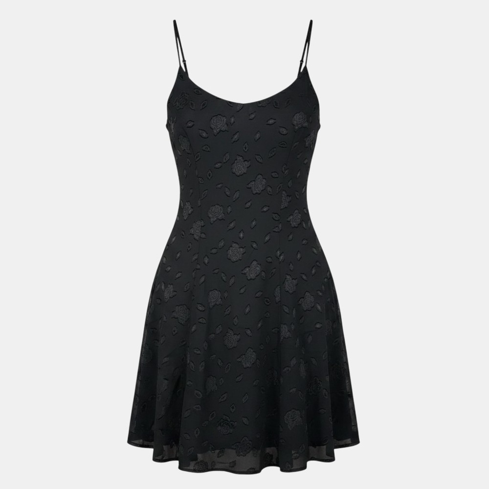 Vintage Rampage 11 Dress Black Floral Burnout 90s Grunge Goth Whimsigoth Mini